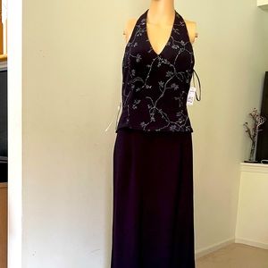 NWT Lord & Taylor Black Halter Neck Maxi Party wear Dress    Size: 12